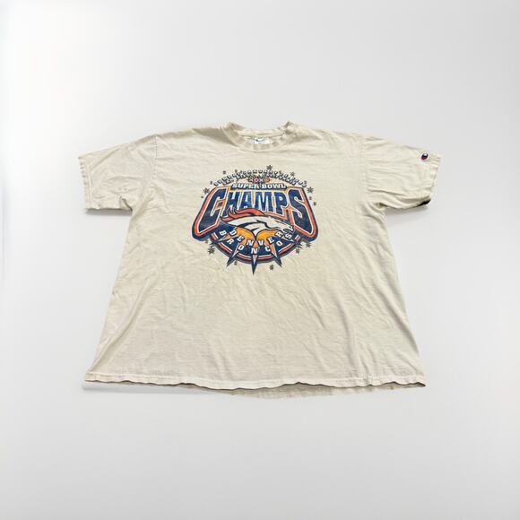 Vintage Champion Mens White Super Bowl Champs 1998 Denver Broncos Shirt XL USA - Picture 1 of 8
